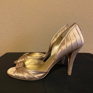 Nine West Champagne Satin Pumps